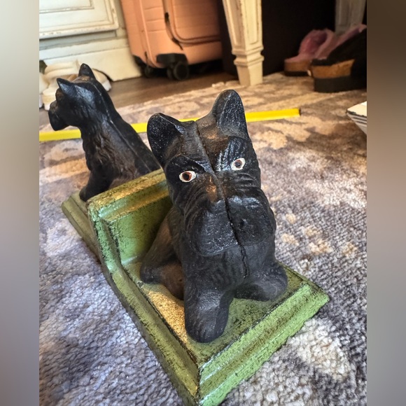 Vintage Charming Black and Green Scottie Dog Bookends - Picture 6 of 8